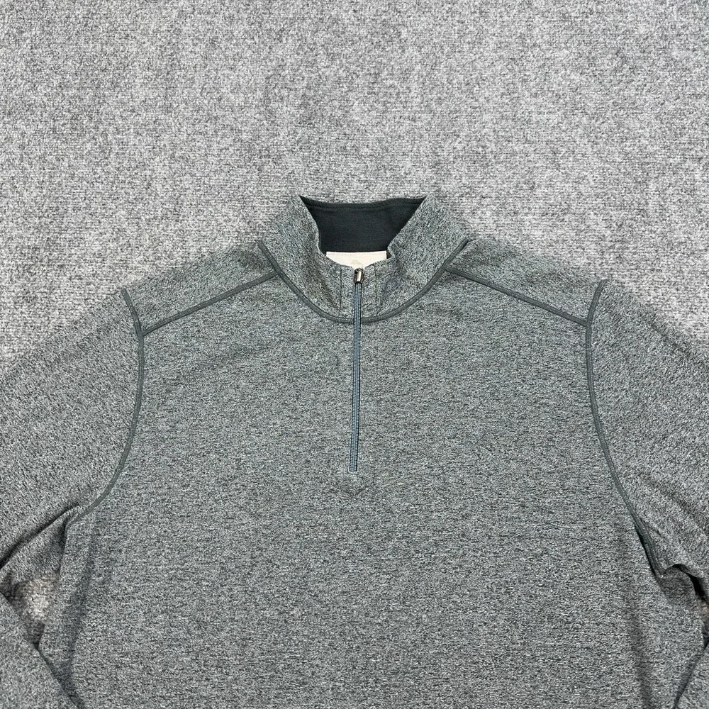Tommy Bahama Sweater Mens XL Gray 1/4 Zip Mock Neck Reversible Knit Pullover